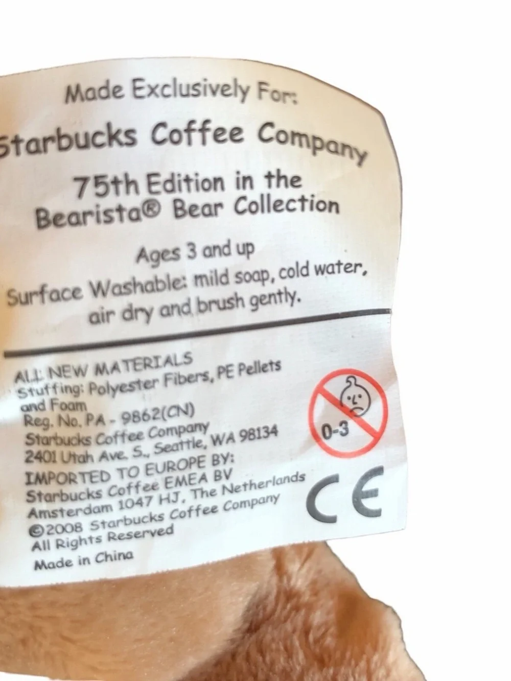 Starbucks Barista Bear in Easter bunny costume 2008 NWOT